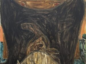 Cates On Black Chair BY susan hertel